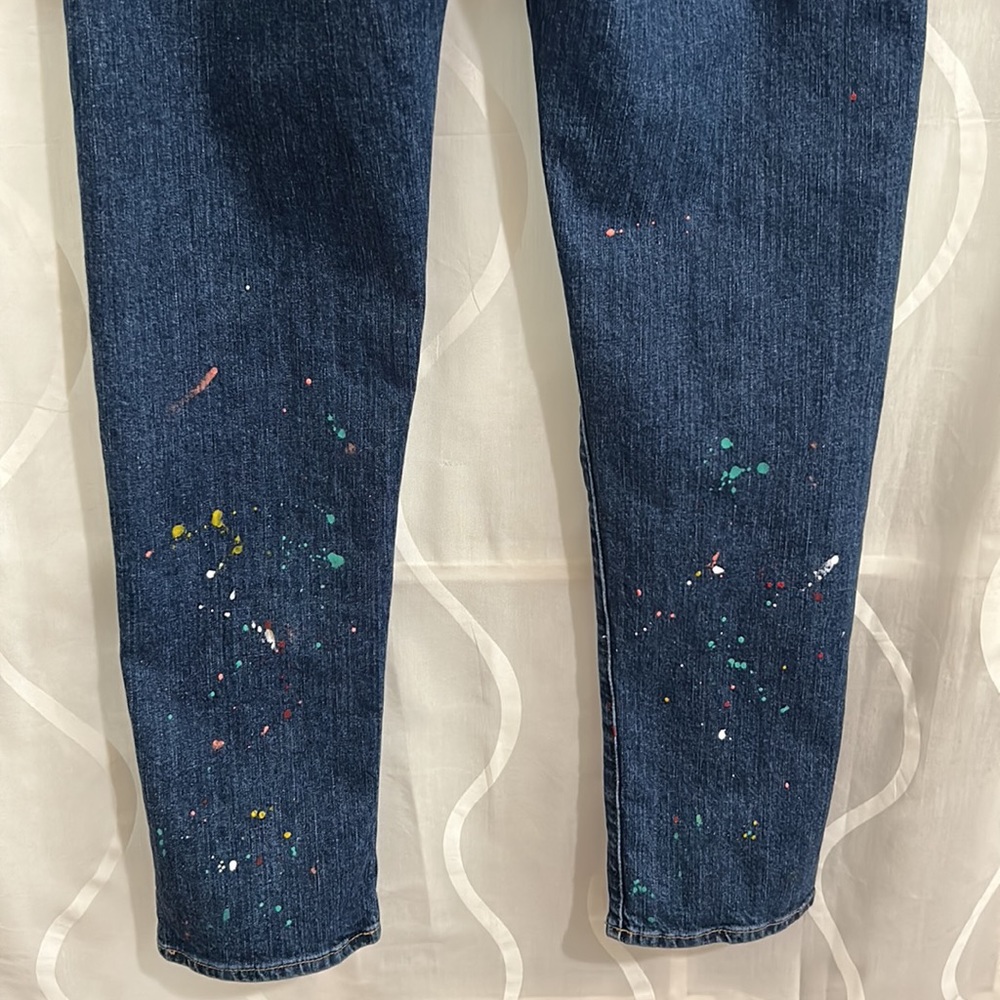 Loft, Dark Wash Paint Splashed, Button Fly, Boyfr… - image 6